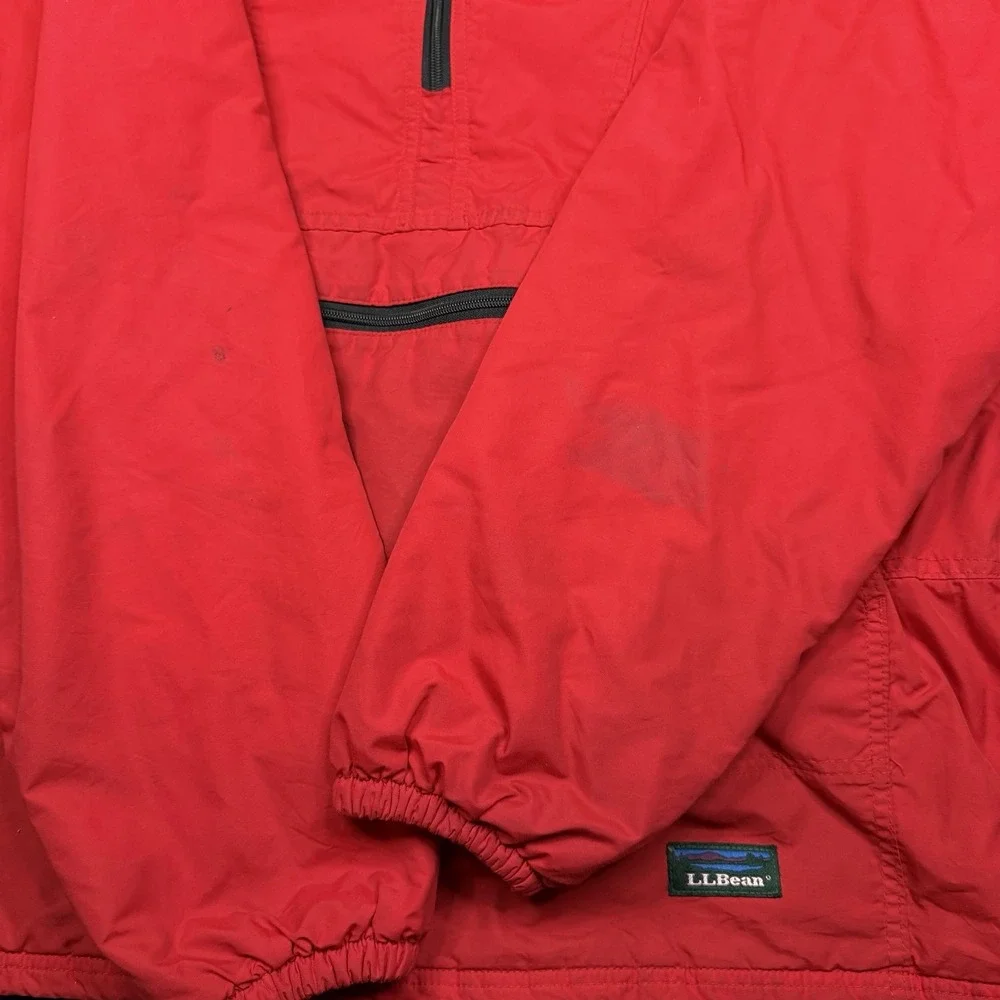Vintage 90s LL Bean Jacket Mens Large Pullover Hooded Anorak Made In USA Red
